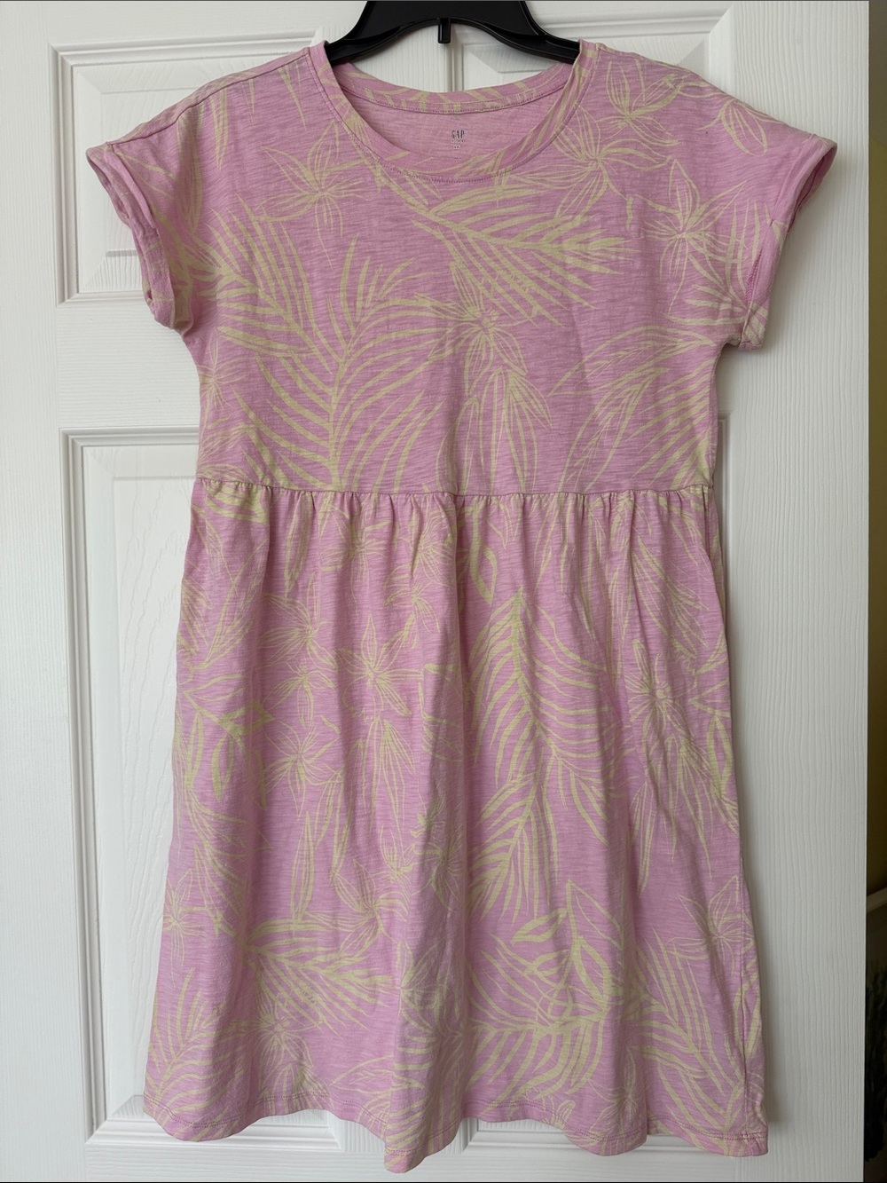 GAP Pink Dress with Pale Cream Tropical Leaf Print